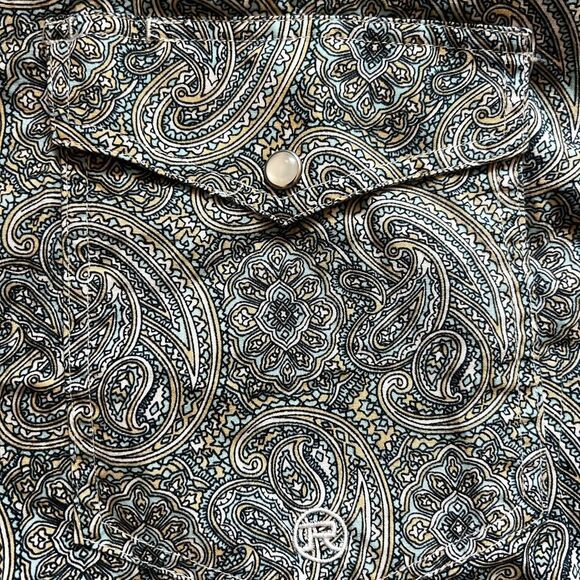 Roper Mens Shirt Pearl Snap Front Paisley Print Long Sleeve Western Gray Sz Med - Picture 5 of 15